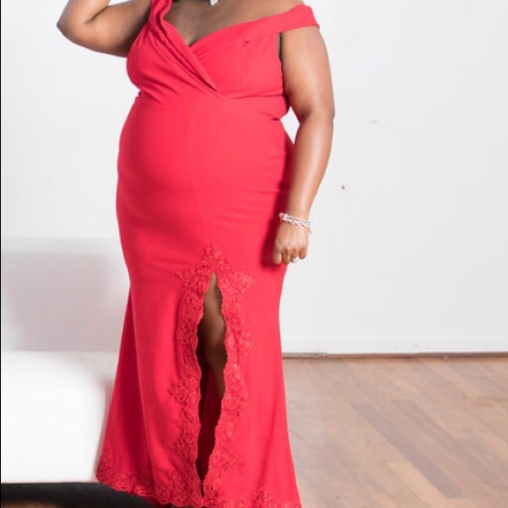 Long Red Split Dress